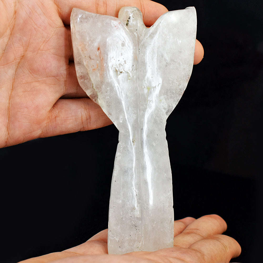 gemsmore:Artisian Rutile Quartz Hand Carved Genuine Crystal Gemstone Carving Praying Angel