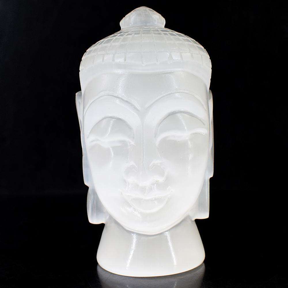 gemsmore:Artisian  Selenite Hand Carved Buddha Head