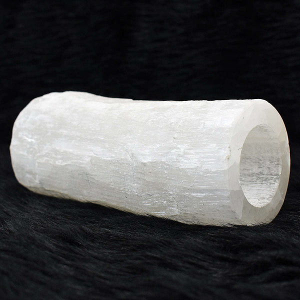 gemsmore:Artisian Selenite Hand Carved Genuine Crystal Gemstone Carving Candle Holder