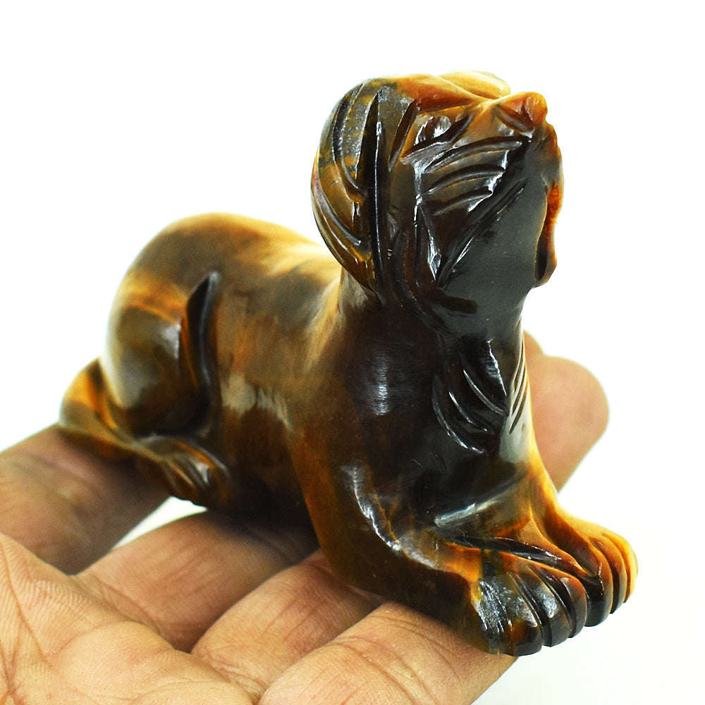 gemsmore:Artisian Tiger Eye Hand Carved Genuine Crystal Gemstone Carving Dog