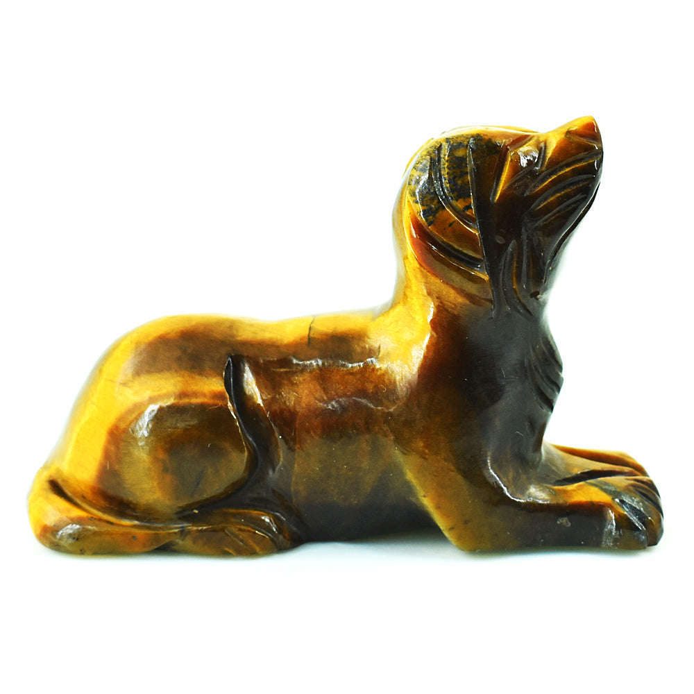 gemsmore:Artisian Tiger Eye Hand Carved Genuine Crystal Gemstone Carving Dog