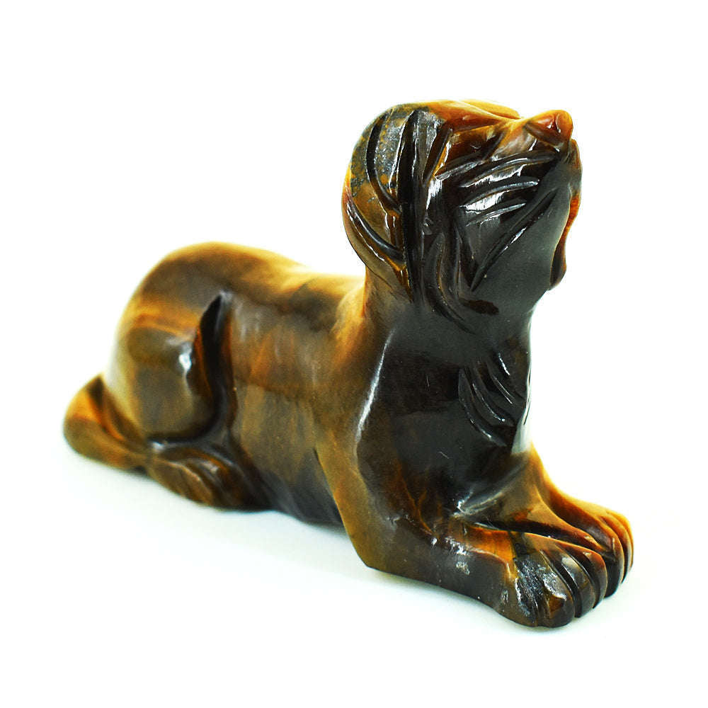 gemsmore:Artisian Tiger Eye Hand Carved Genuine Crystal Gemstone Carving Dog