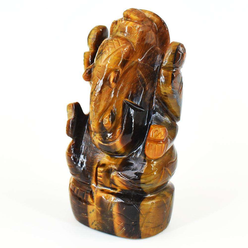 gemsmore:Artisian Tiger Eye Hand Carved Genuine Crystal Gemstone Carving Lord Ganesha