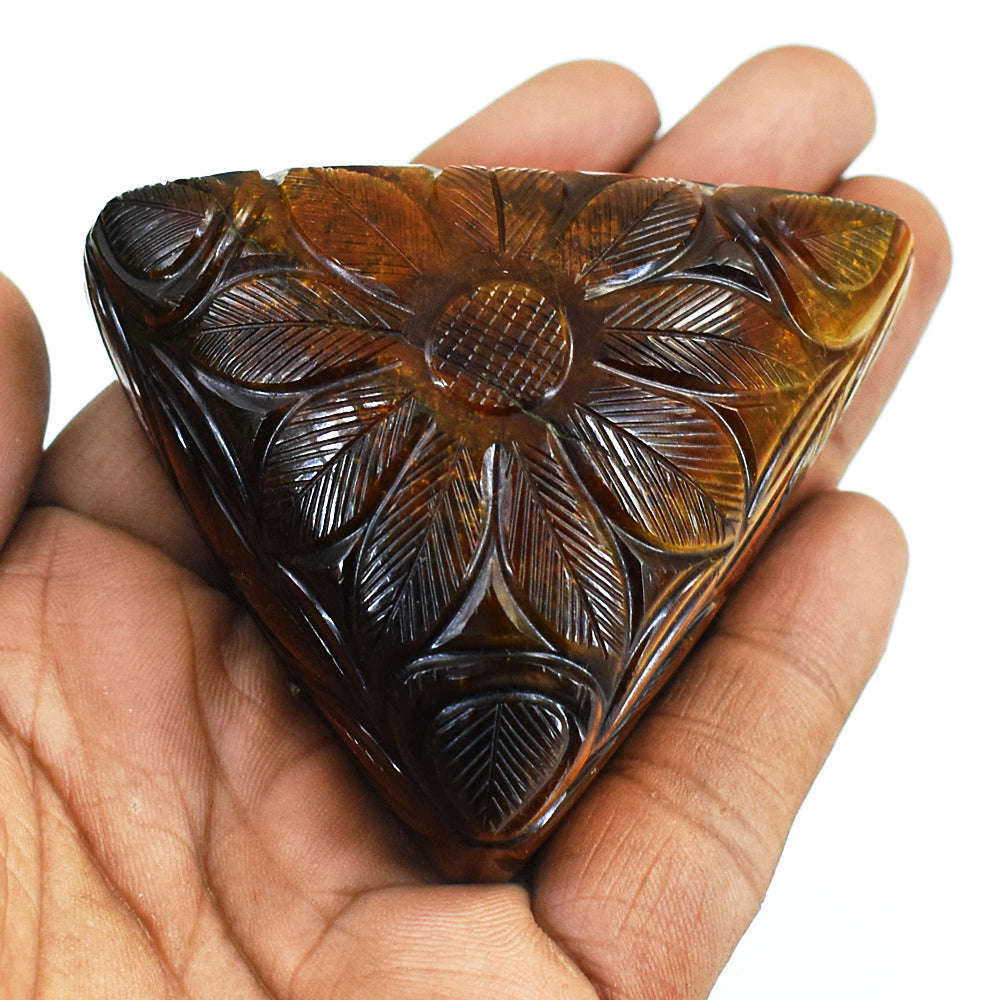 gemsmore:Artisian Tiger Eye Hand Carved Genuine Crystal Gemstone Carving Mughal Carved Gem