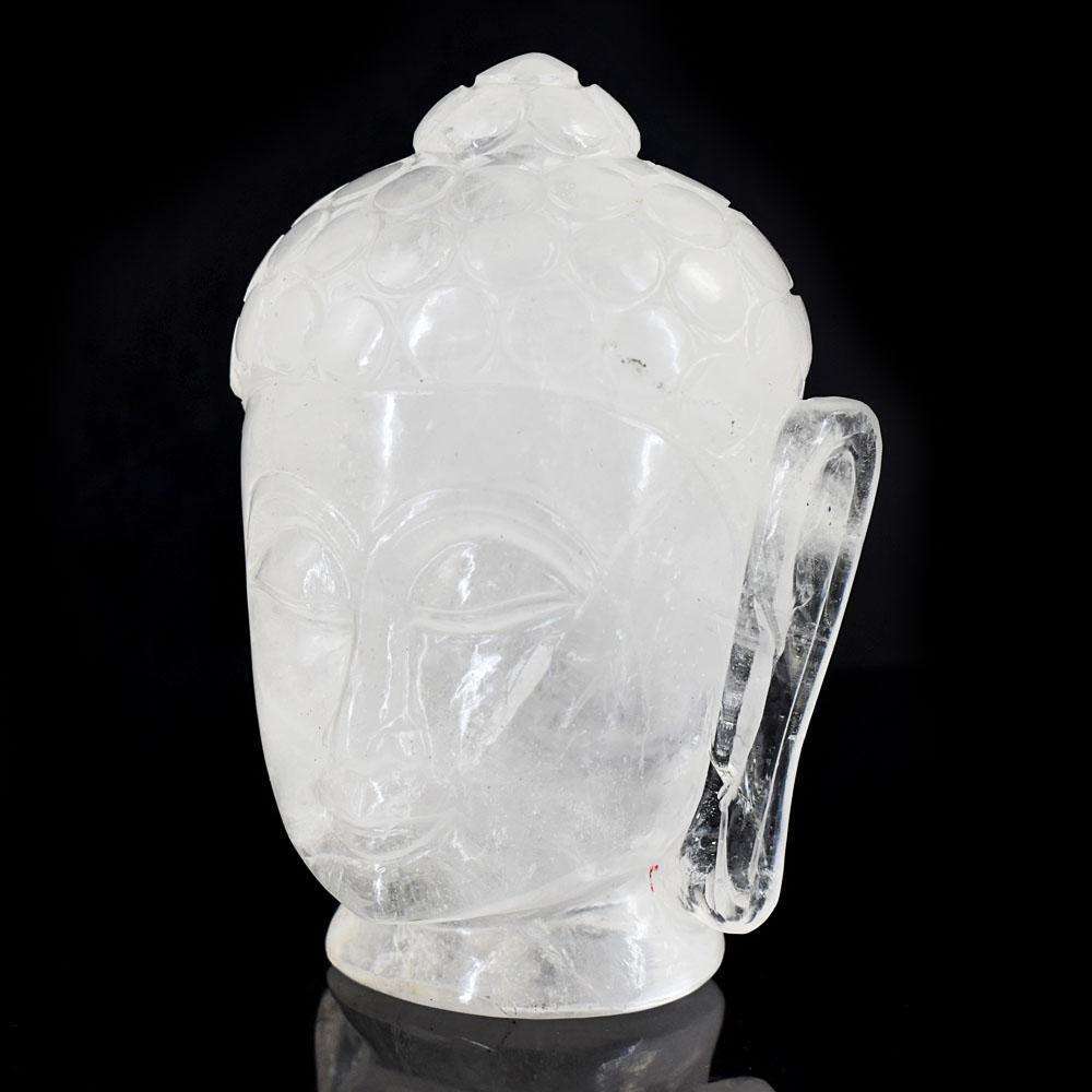 gemsmore:Artisian White Quartz Hand Carved Genuine Crystal Gemstone Carving Buddha Head