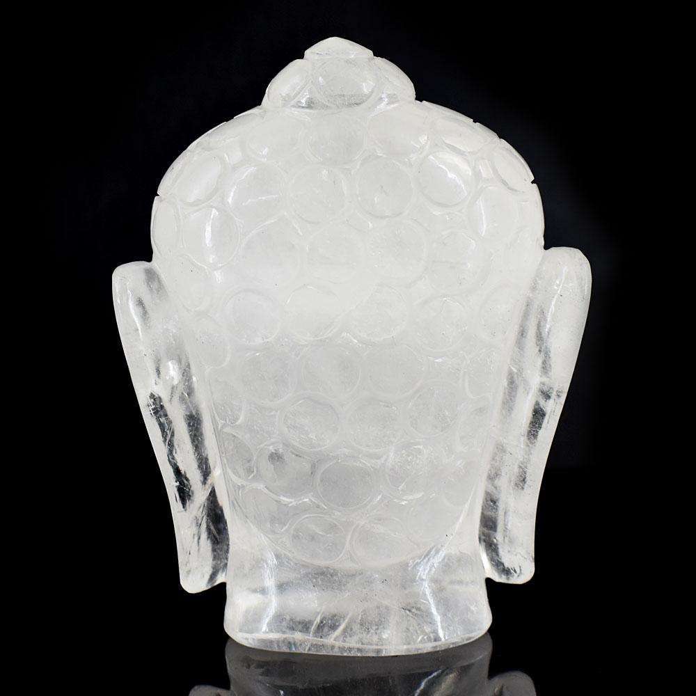 gemsmore:Artisian White Quartz Hand Carved Genuine Crystal Gemstone Carving Buddha Head