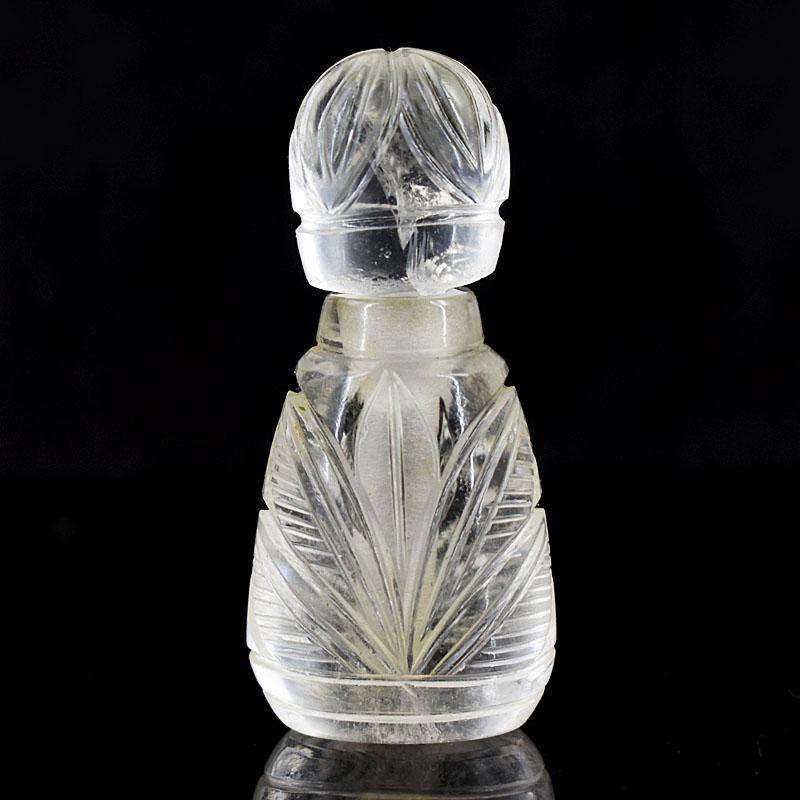 gemsmore:Artisian White Quartz Hand Carved Genuine Crystal Gemstone Carving Perfume Bottle