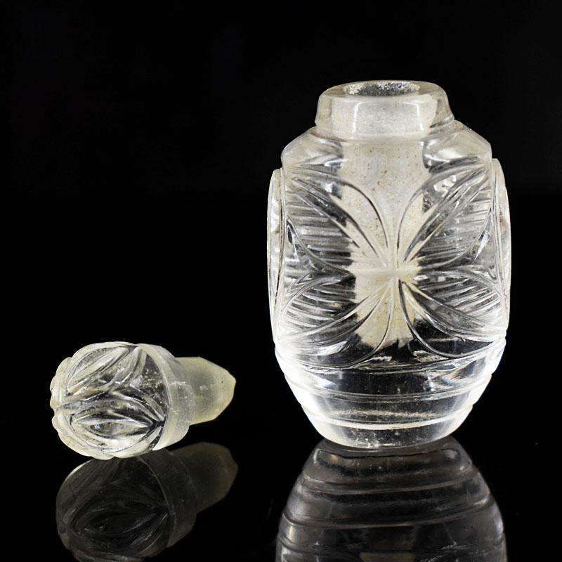 gemsmore:Artisian White Quartz Hand Carved Genuine Crystal Gemstone Carving Perfume Bottle