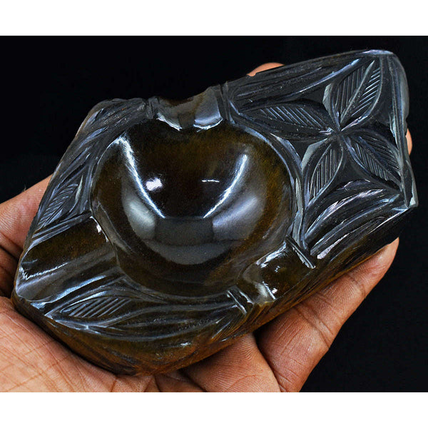 gemsmore:Artsian Tiger Eye Hand Carved Genuine Crystal Gemstone Carving Candle Holder