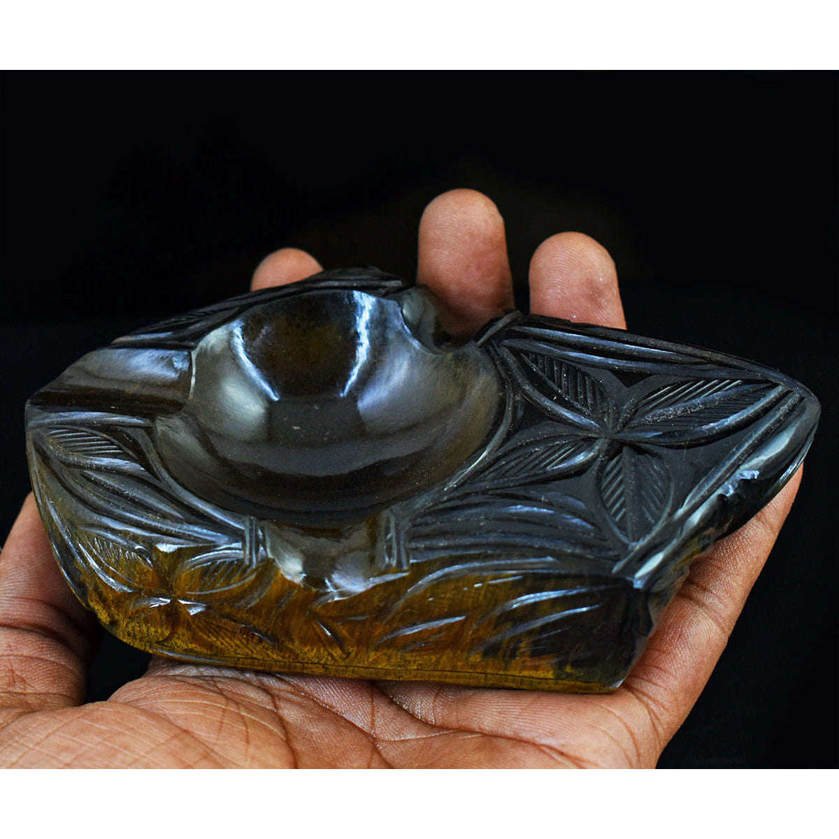 gemsmore:Artsian Tiger Eye Hand Carved Genuine Crystal Gemstone Carving Candle Holder