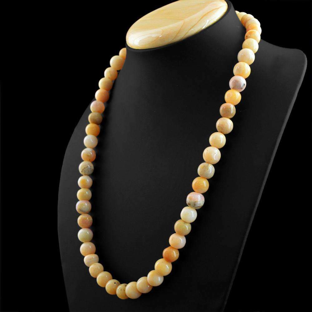 gemsmore:Australian Opal Necklace Natural Single Strand Round Shape Untreated Beads