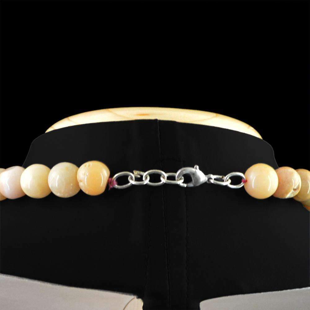 gemsmore:Australian Opal Necklace Natural Single Strand Round Shape Untreated Beads