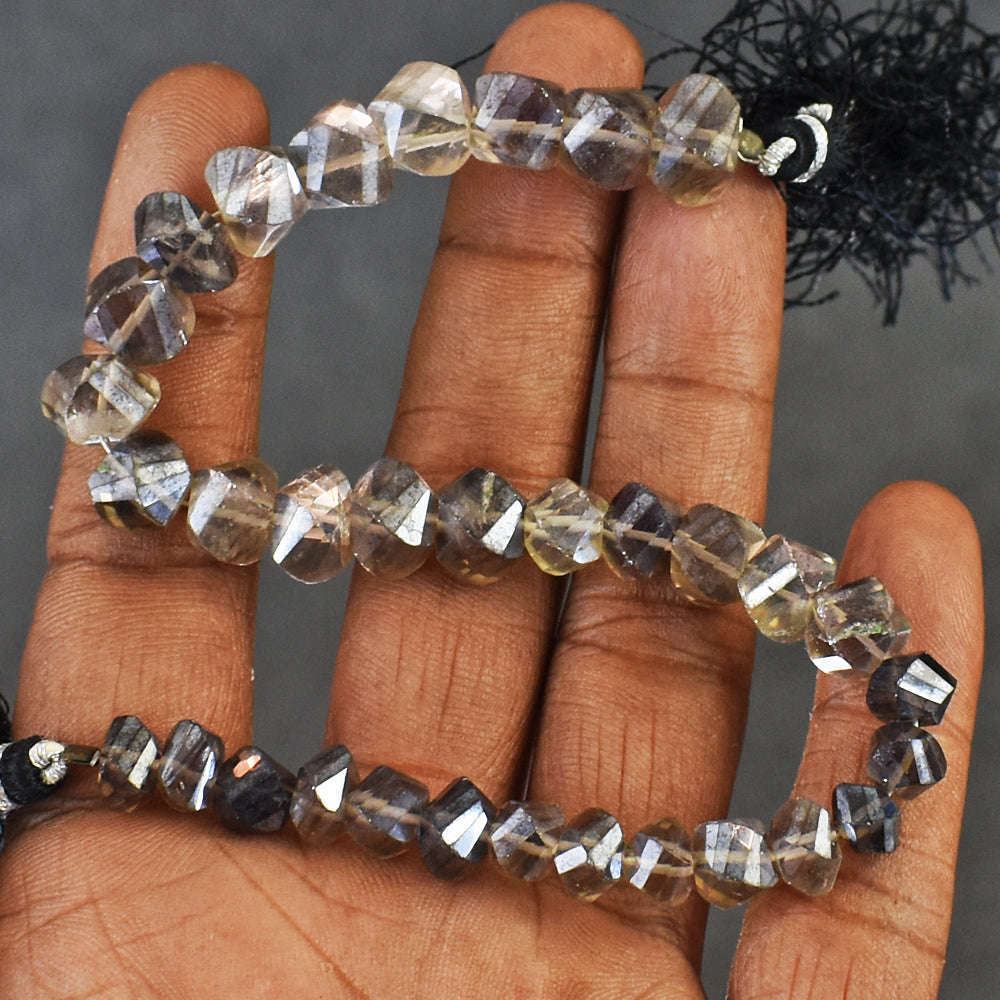gemsmore:Awesome 108 Carats Genuine 09 Inches Coated Smoky Quartz Beads Strand