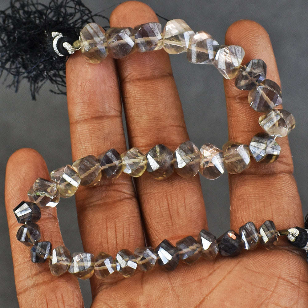 gemsmore:Awesome 108 Carats Genuine 09 Inches Coated Smoky Quartz Beads Strand