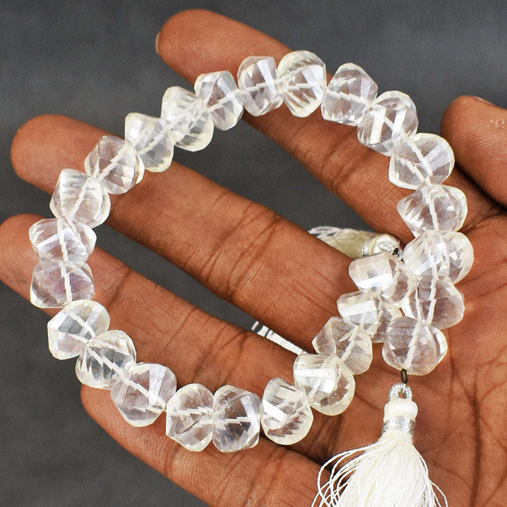 gemsmore:Awesome 179 Carats Genuine 08 Inches White Topaz Beads Strand