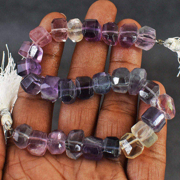 gemsmore:Awesome 229 Carats Genuine 08 Inches Multicolor Fluorite Beads Strand