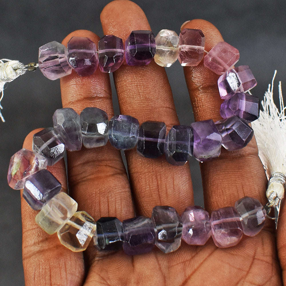 gemsmore:Awesome 229 Carats Genuine 08 Inches Multicolor Fluorite Beads Strand