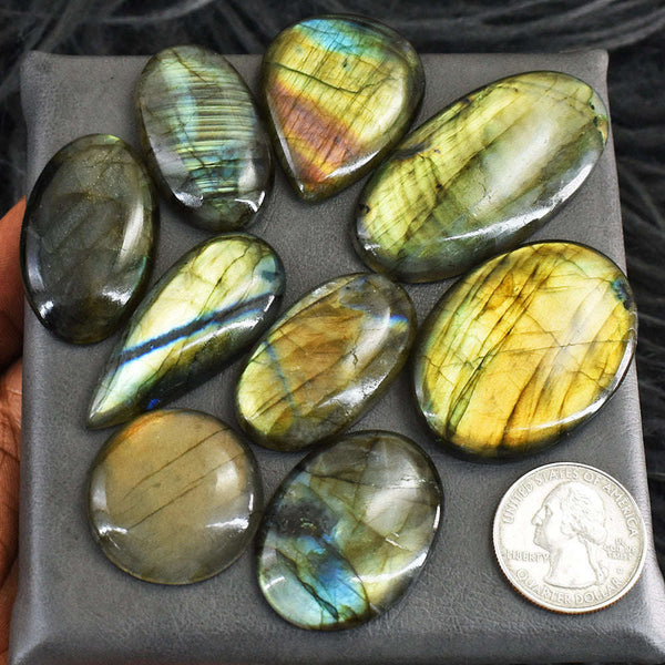 gemsmore:Awesome 454 Cts Genuine Amazing Flash Labradorite Gemstone Lot