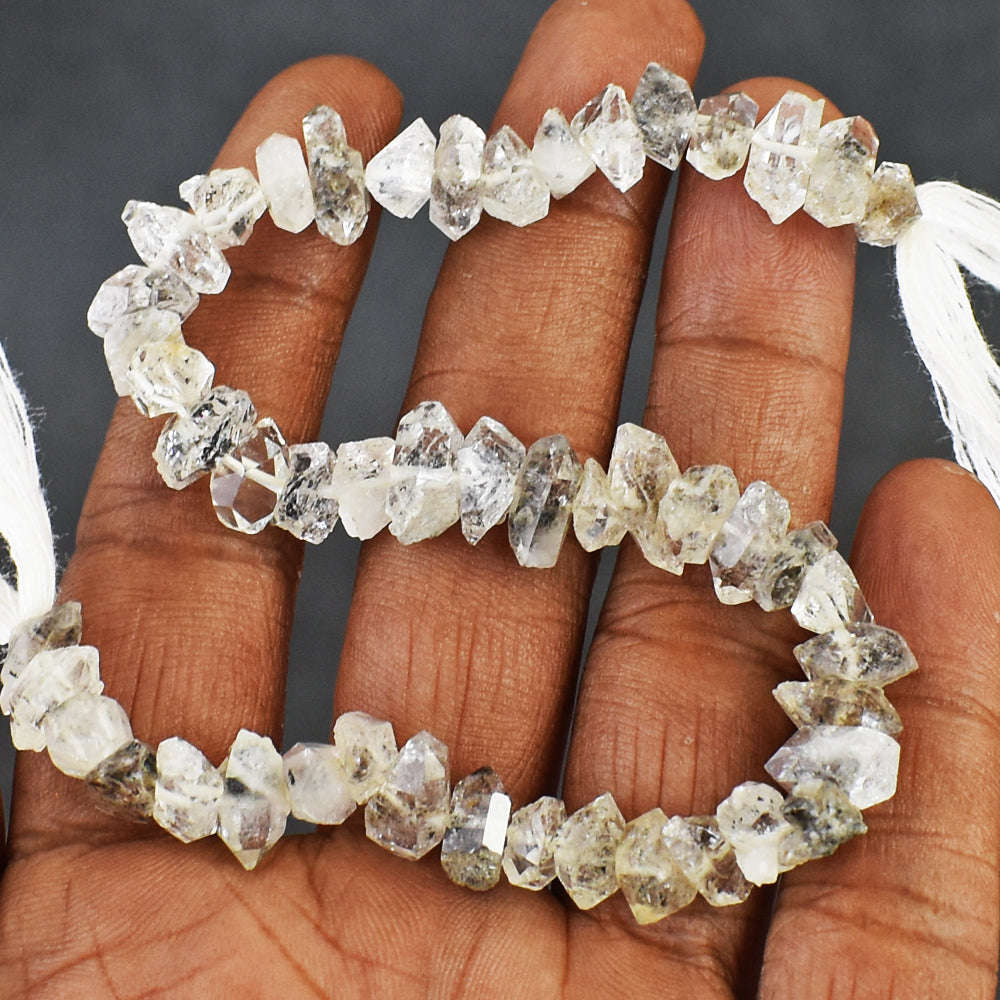 Awesome 74 Carats Genuine 08 Inches Herkimer Diamond Beads Strand