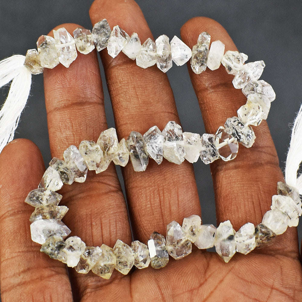 gemsmore:Awesome 74 Carats Genuine 08 Inches Herkimer Diamond Beads Strand