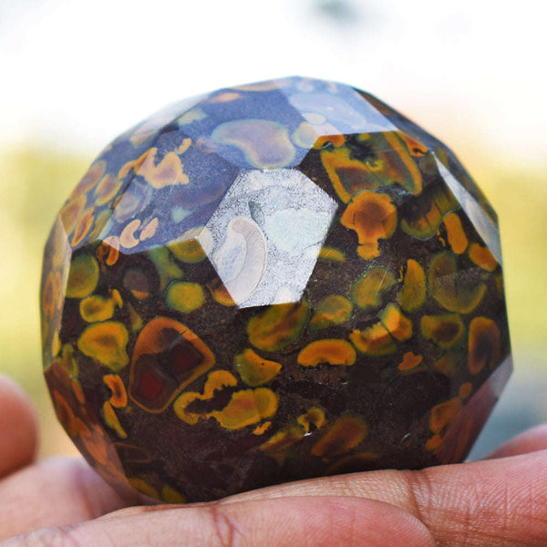 gemsmore:Awesome Fruit  Jasper Hand Carved Faceted Crystal Healing Sphere