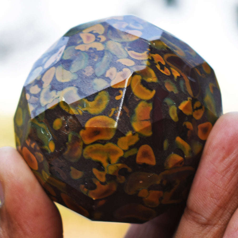 gemsmore:Awesome Fruit  Jasper Hand Carved Faceted Crystal Healing Sphere