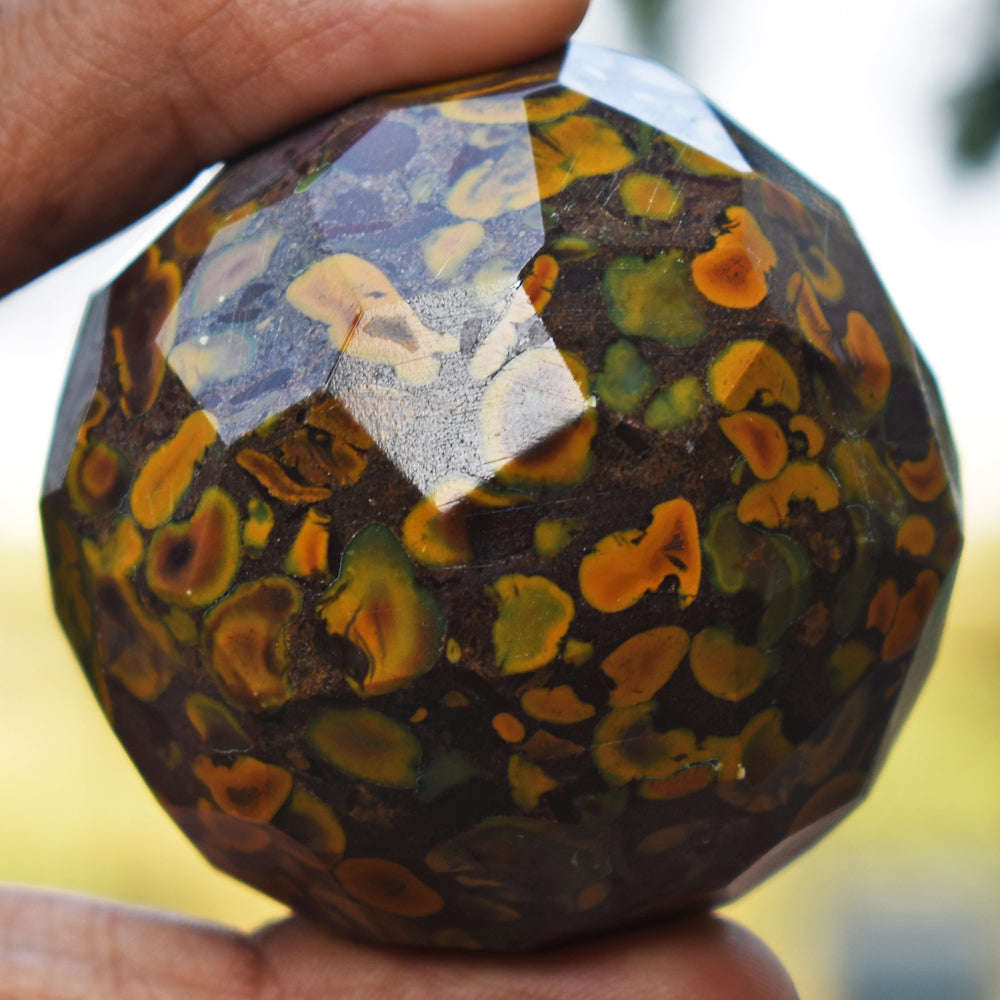 gemsmore:Awesome Fruit  Jasper Hand Carved Faceted Crystal Healing Sphere