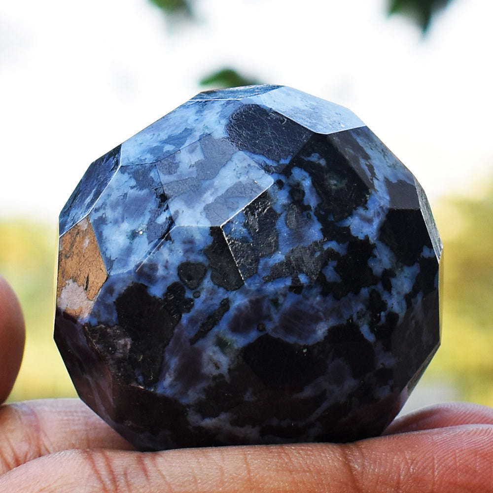 gemsmore:Awesome Gabrella Jasper Faceted Hand Carved Healing Crystal Sphere