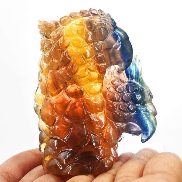 gemsmore:Awesome Multicolor Fluorite Hand Carved Genuine Crystal Eagle Carving Gemstone