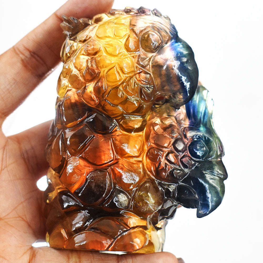 gemsmore:Awesome Multicolor Fluorite Hand Carved Genuine Crystal Eagle Carving Gemstone