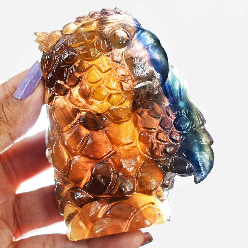 gemsmore:Awesome Multicolor Fluorite Hand Carved Genuine Crystal Eagle Carving Gemstone