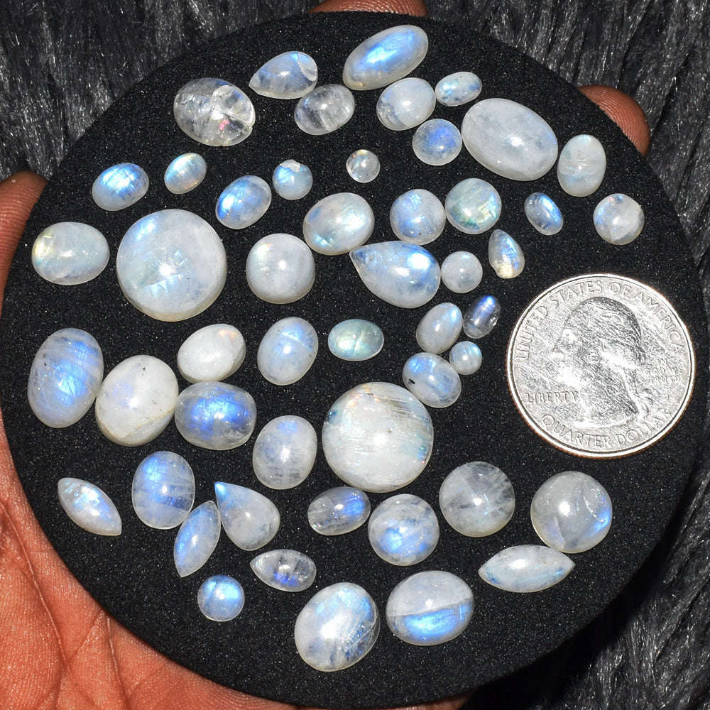 gemsmore:Beautiful 126 Carats  Genuine Blue Flash Moonstone Gem Lot
