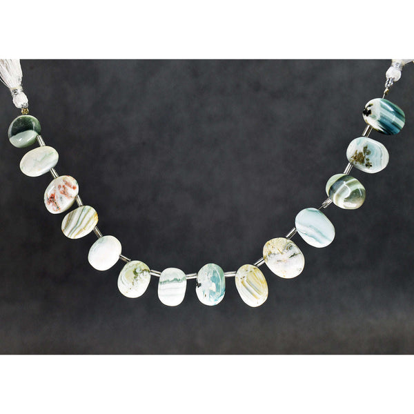 gemsmore:Beautiful 149 Cts Genuine Green Opal Beads Strand Of 08"