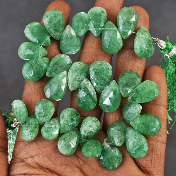 gemsmore:Beautiful 203 Cts Genuine Emerald Faceted Beads Strand Of 09 Inches