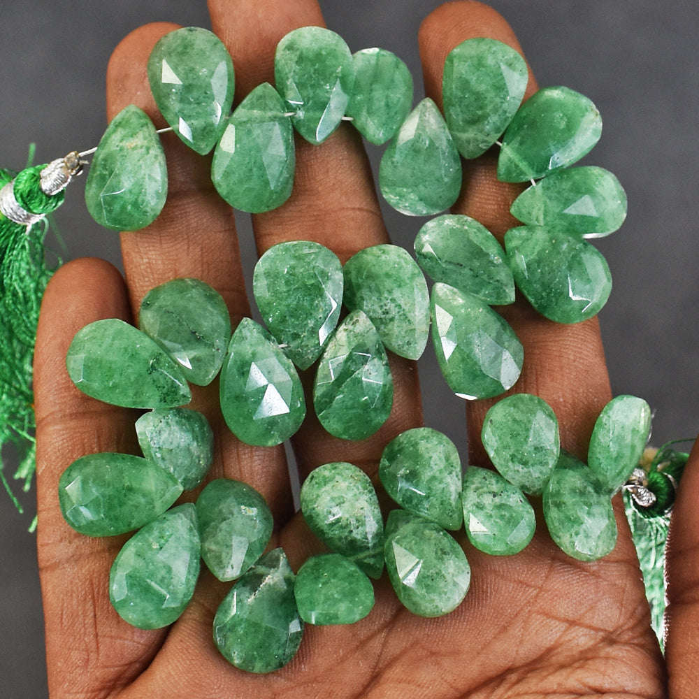gemsmore:Beautiful 203 Cts Genuine Emerald Faceted Beads Strand Of 09 Inches
