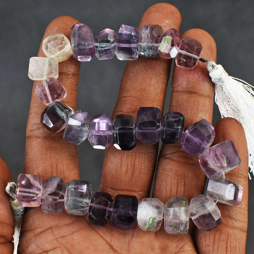 gemsmore:Beautiful 258 Cts 08 Inches Genuine Multicolor Fluorite Beads Strand