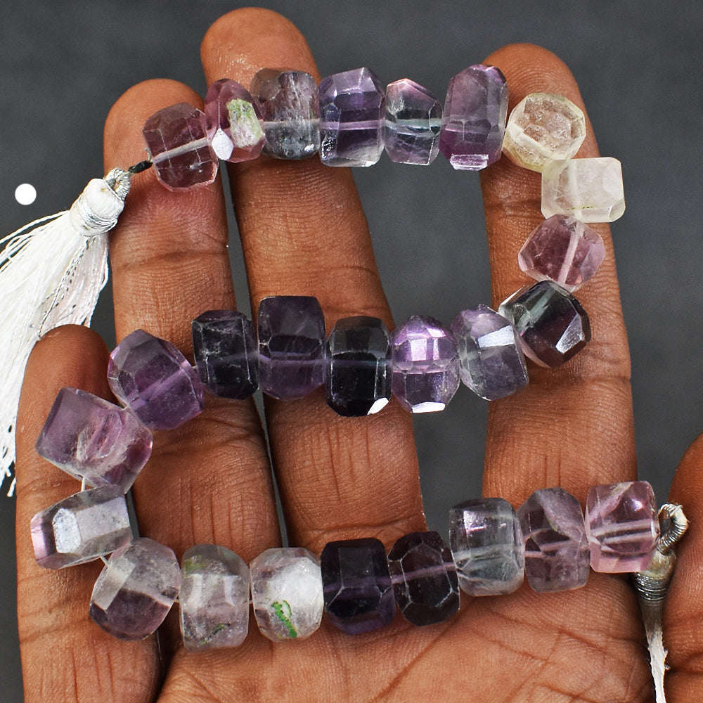 gemsmore:Beautiful 258 Cts 08 Inches Genuine Multicolor Fluorite Beads Strand