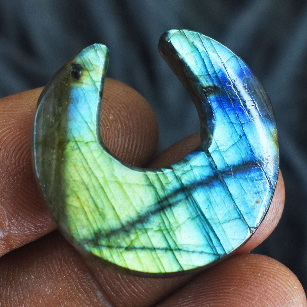 gemsmore:Beautiful 32 Cts Genuine Amazing Flash Labradorite Moon