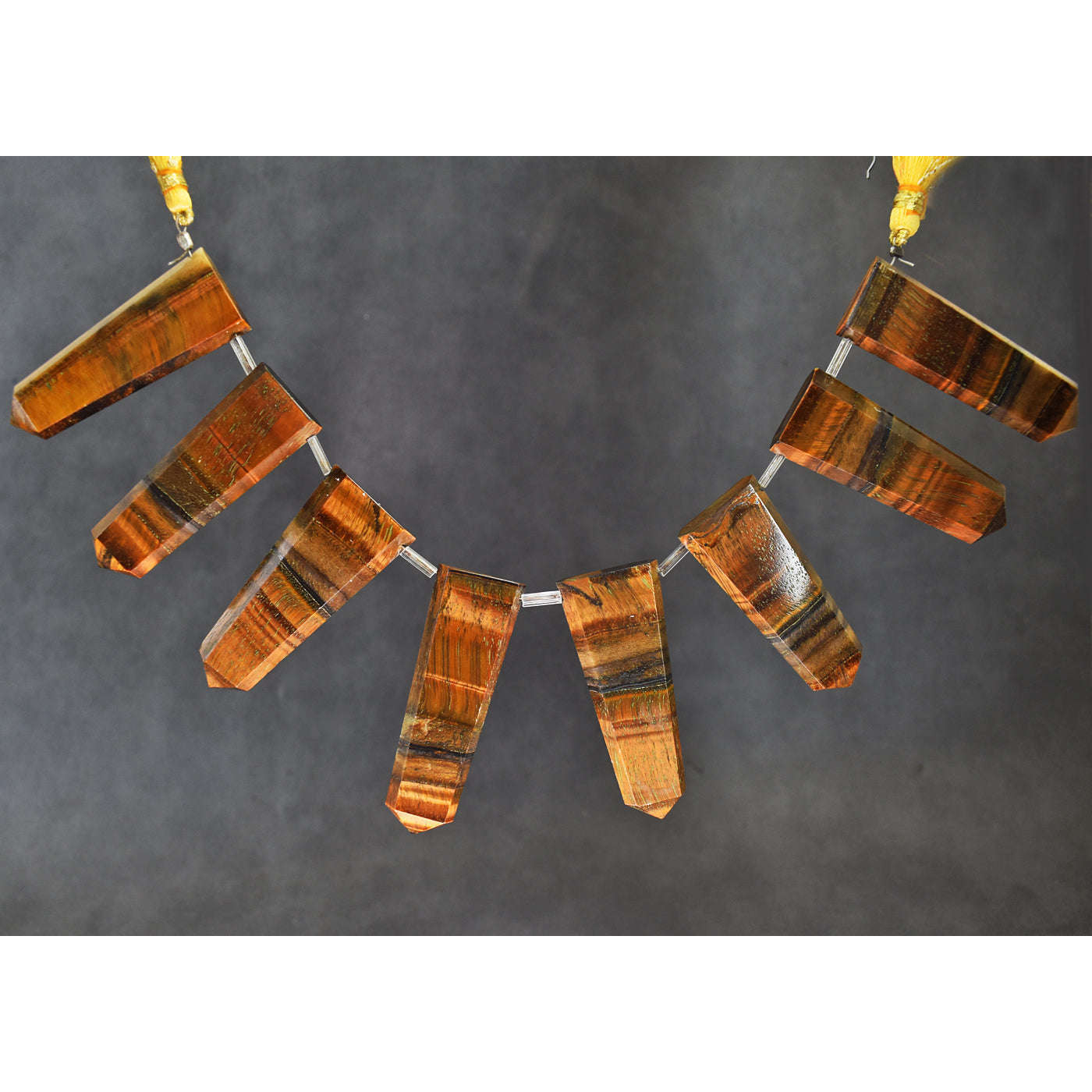 gemsmore:Beautiful 431 Carats 08 Inches Genuine Tiger Eye Beads Strand