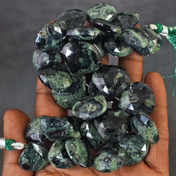 gemsmore:Beautiful 524 Carats Genuine 08 Inches Kambaba Jasper Faceted Beads Strand