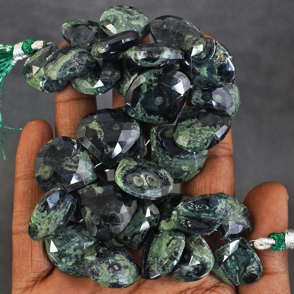 gemsmore:Beautiful 524 Carats Genuine 08 Inches Kambaba Jasper Faceted Beads Strand