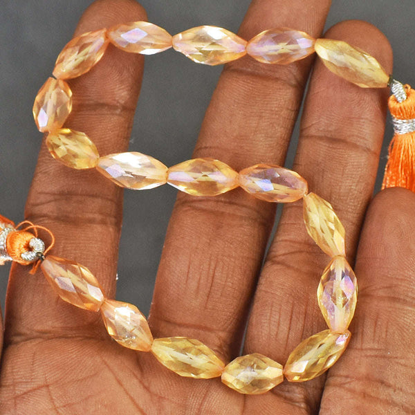 gemsmore:Beautiful 59 Carats Genuine Aura Citrine Beads Strand Of 08 Inches