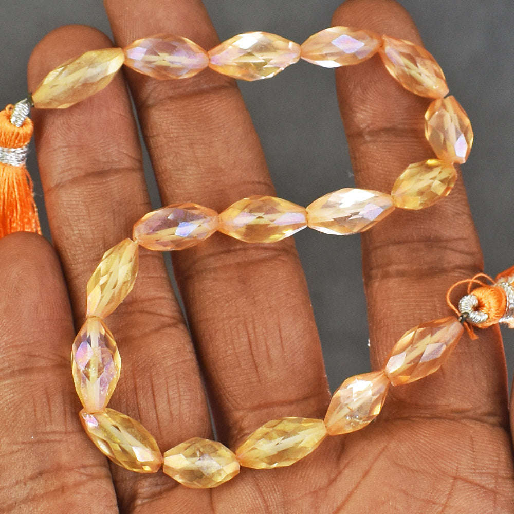 gemsmore:Beautiful 59 Carats Genuine Aura Citrine Beads Strand Of 08 Inches