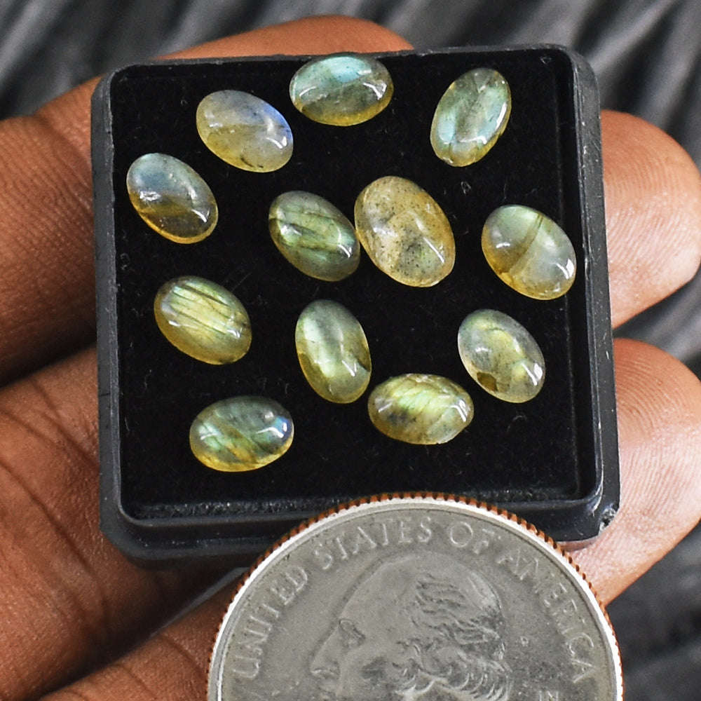 gemsmore:Beautiful 7 Carats  Genuine Golden Flash Labradorite Gem Lot