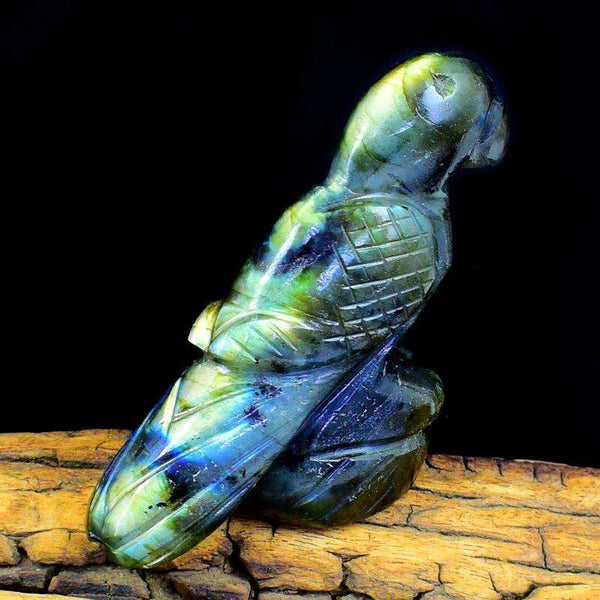 gemsmore:Beautiful Amazing Flash Labradorite Carved Bird