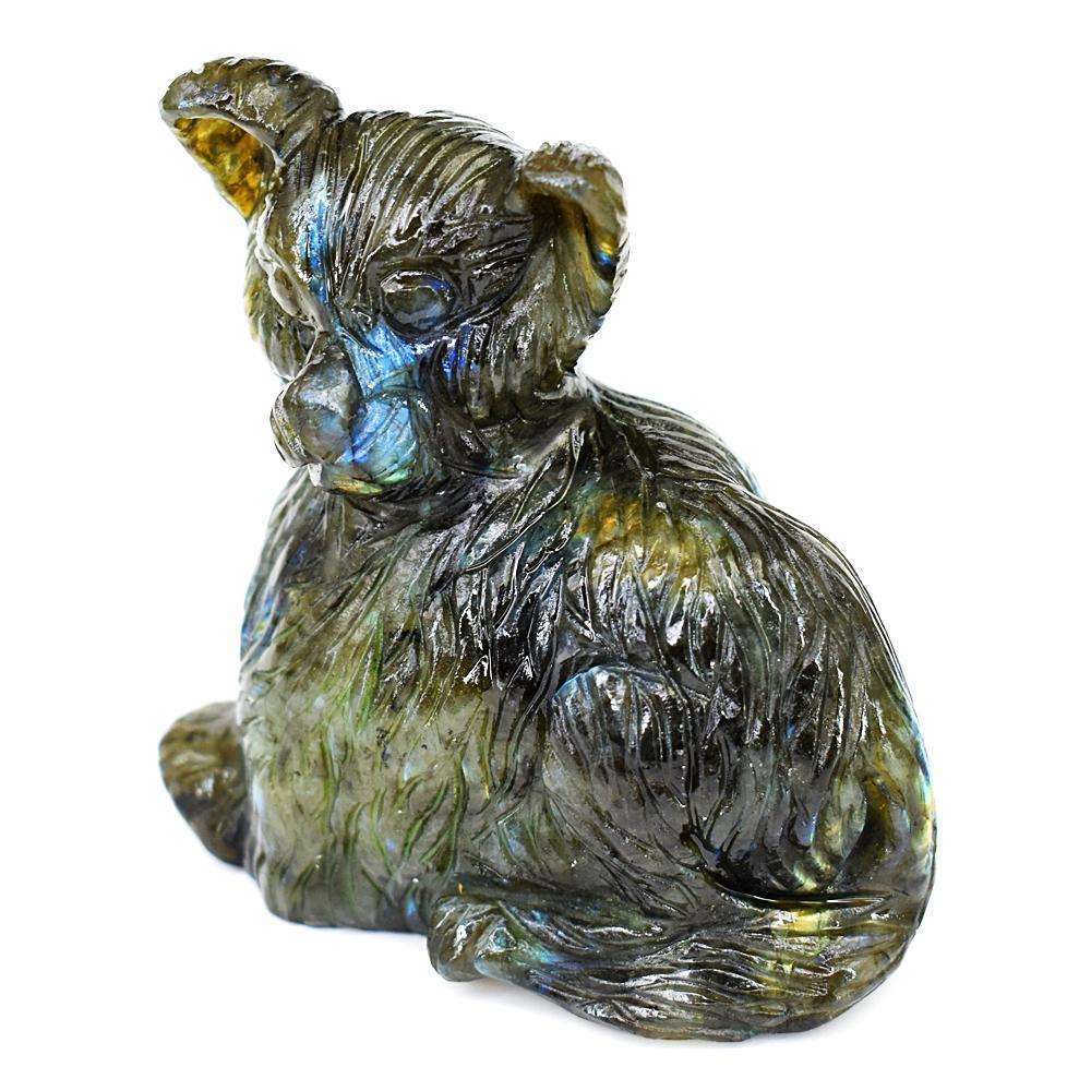 gemsmore:Beautiful Amazing Flash Labradorite Hand Carved Bear