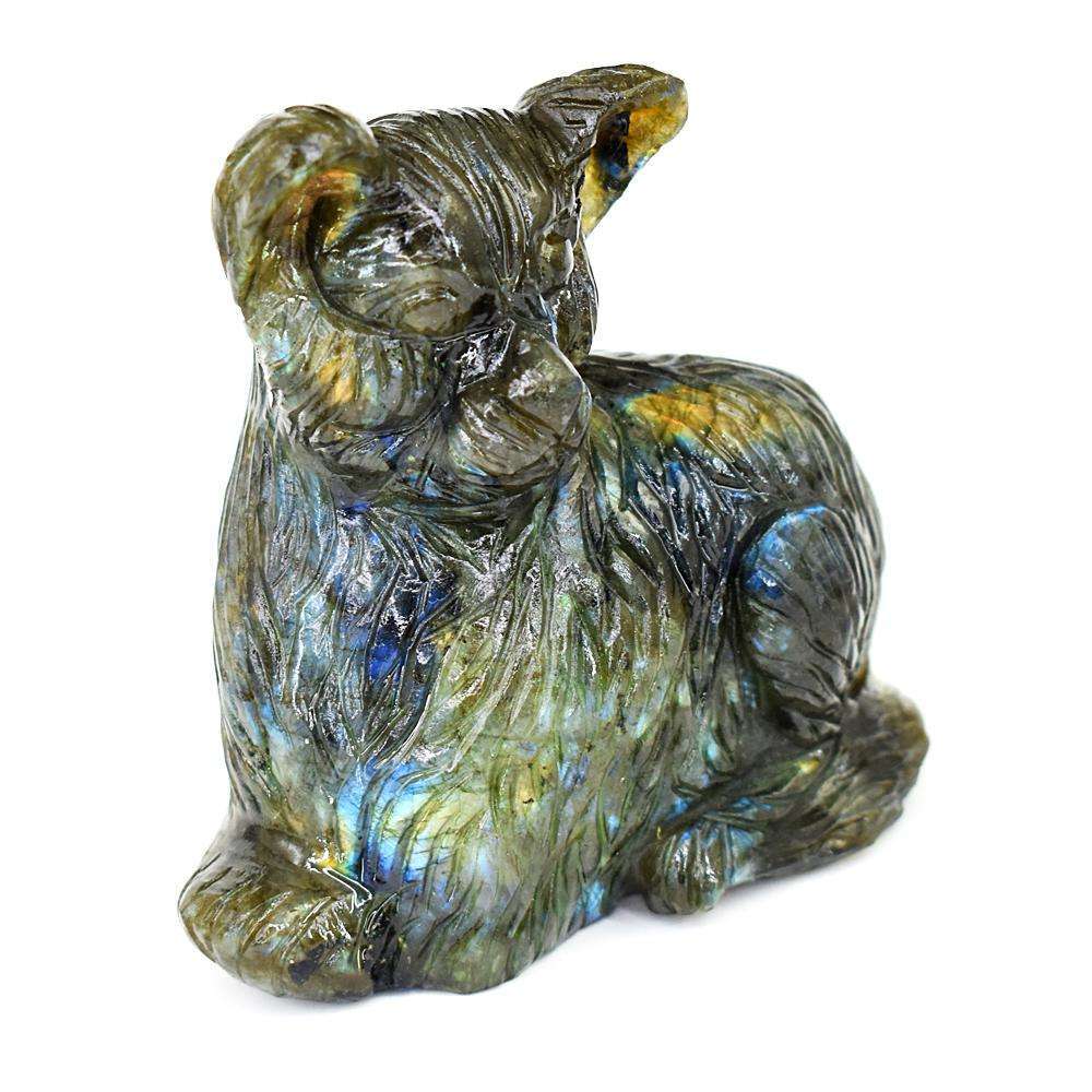 gemsmore:Beautiful Amazing Flash Labradorite Hand Carved Bear