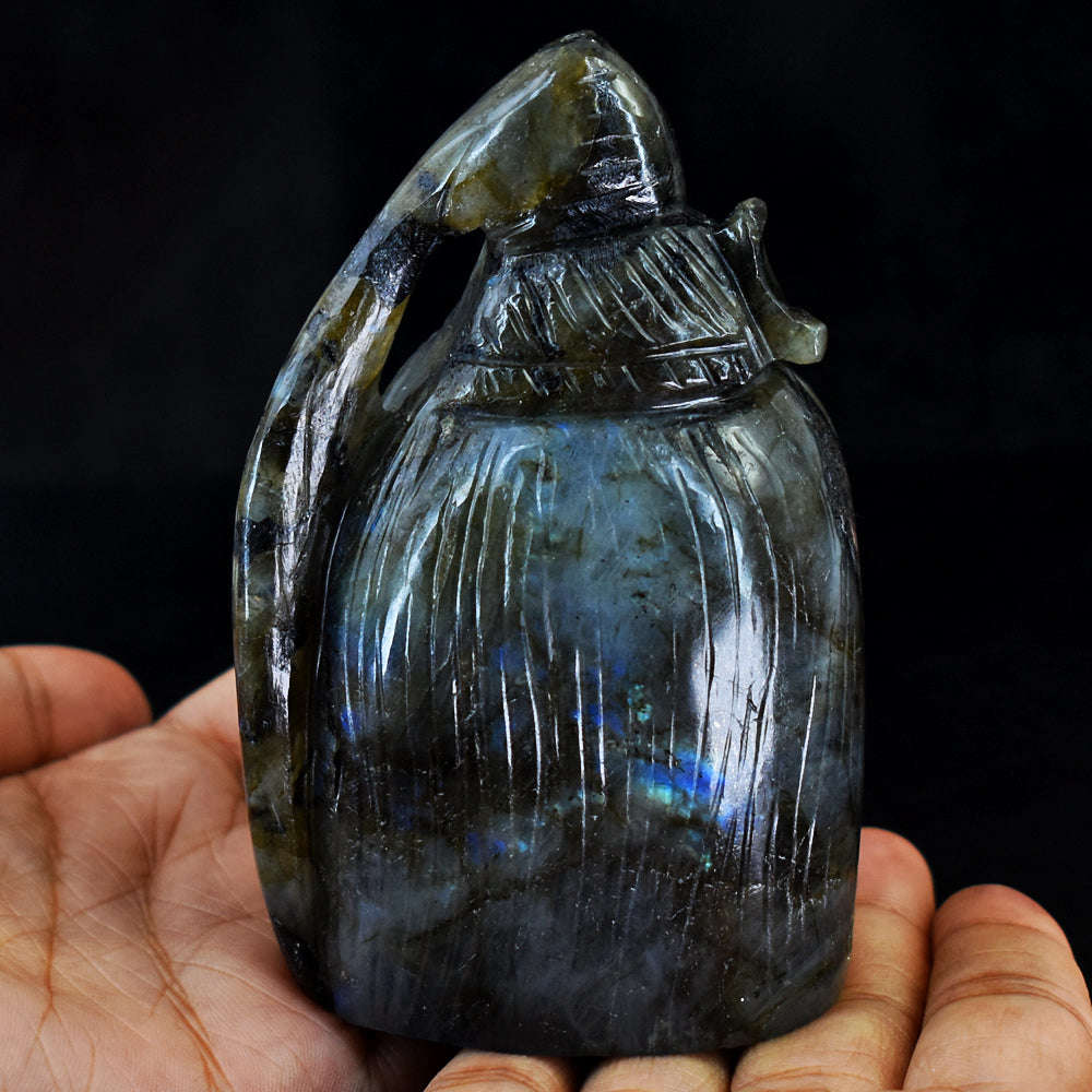 gemsmore:Beautiful  Amazing Flash Labradorite Hand Carved Lord Shiva Head