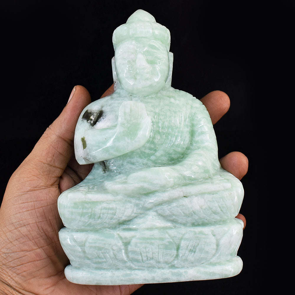 gemsmore:Beautiful Amazonite Hand Carved Lord Buddha