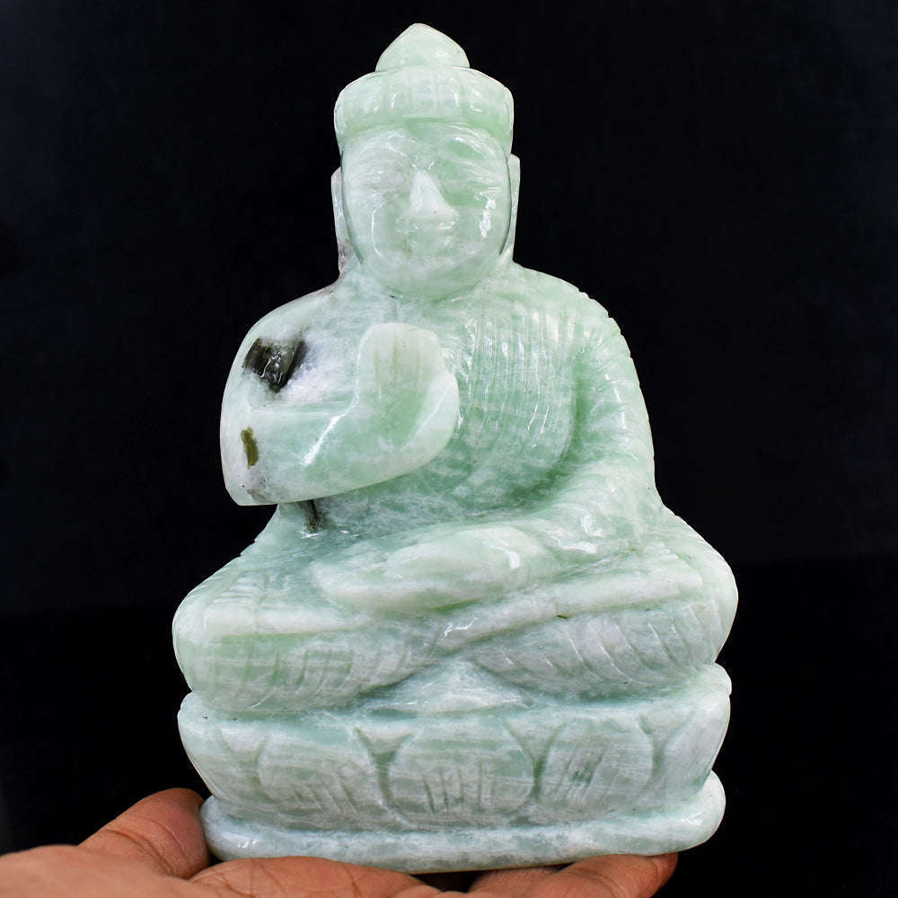 gemsmore:Beautiful Amazonite Hand Carved Lord Buddha